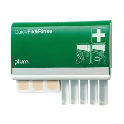Plum QuickFix & Afspoelautomaat QuickFix & Spoeldispenser met 1 x 45 pleistersen 1 x 5 oogspoelampullen van elk 20 ml